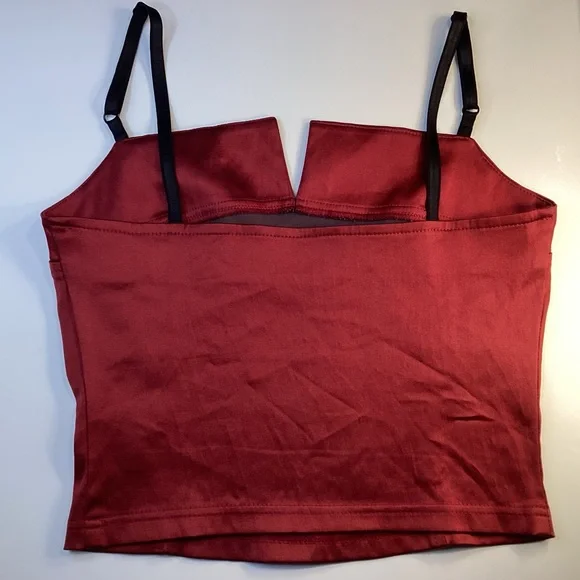 Aqua Blues tank 90’s red shiny spaghetti strap - Picture 2 of 10